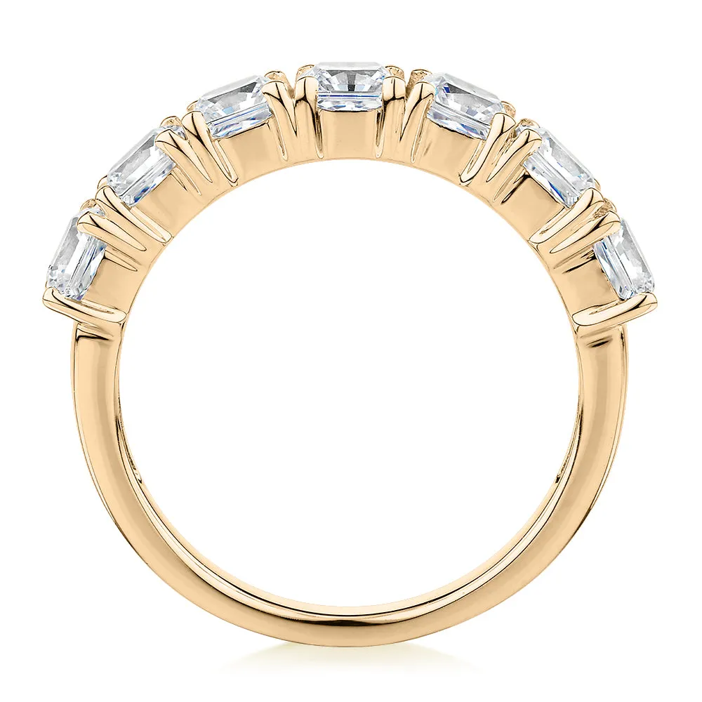 Dress ring with 2.73 carats* of diamond simulants in 10 carat yellow gold