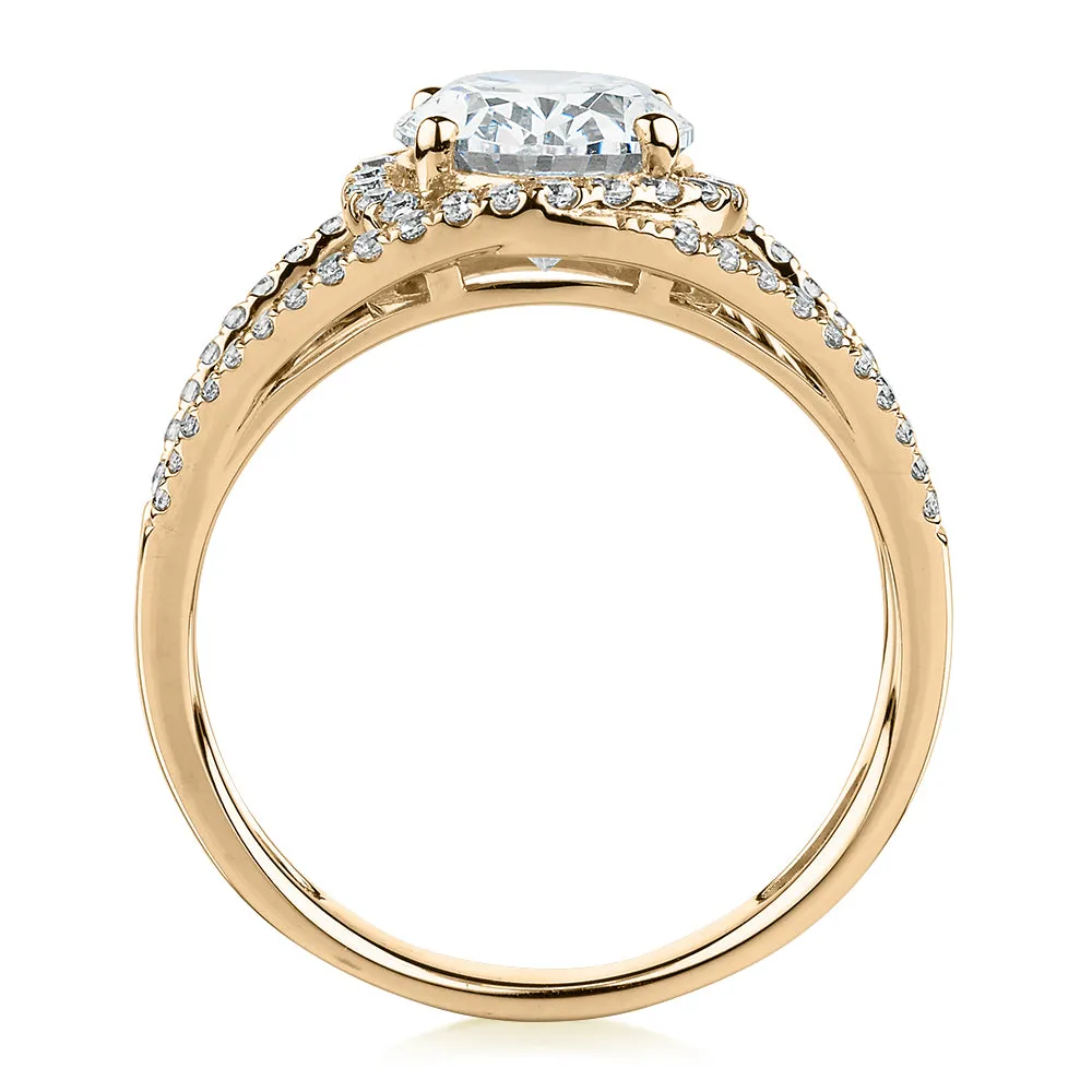 Dress ring with 2.95 carats* of diamond simulants in 10 carat yellow gold