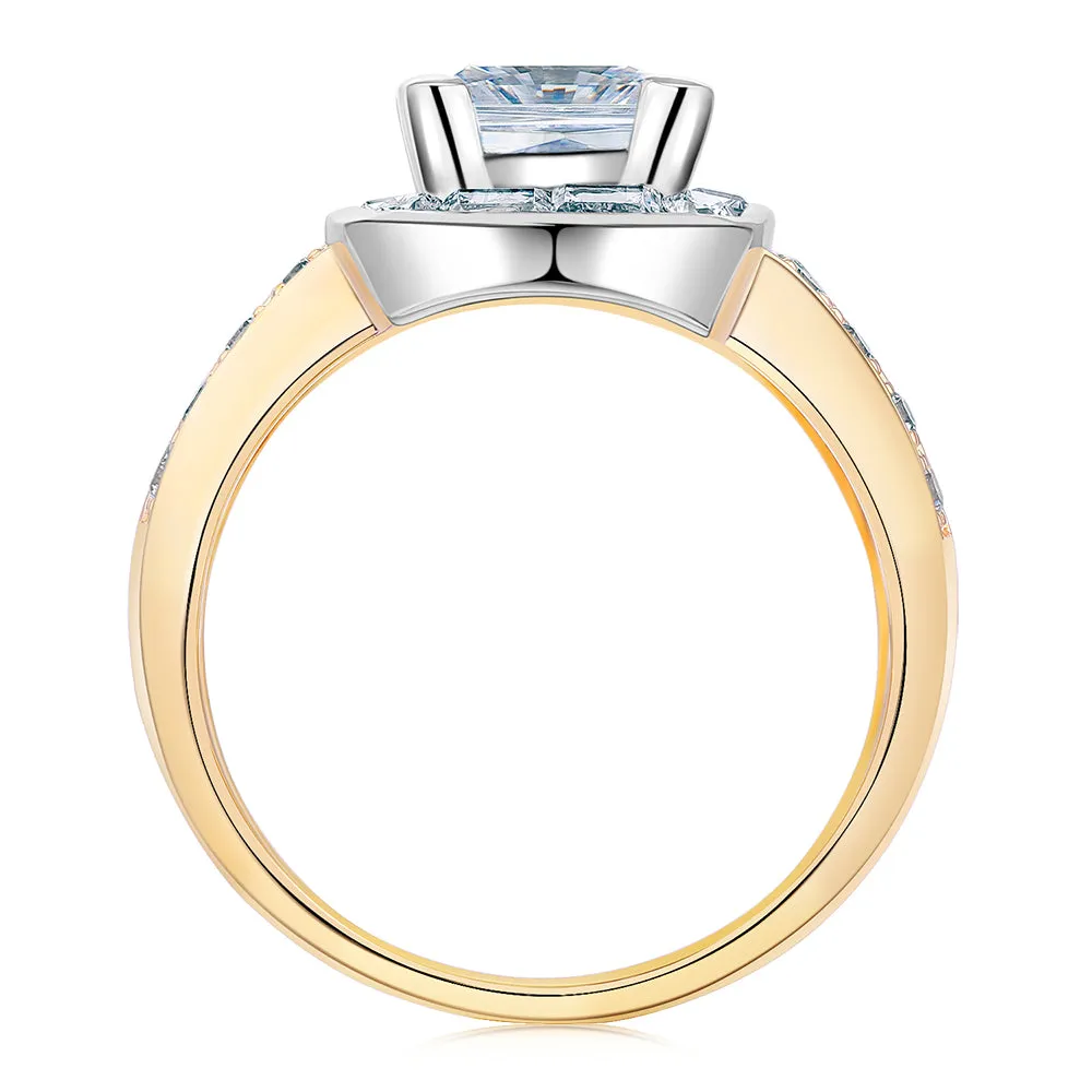 Dress ring with 3.6 carats* of diamond simulants in 10 carat yellow and white gold