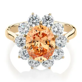 Dress ring with 4.24 carats* of diamond simulants in 10 carat yellow gold
