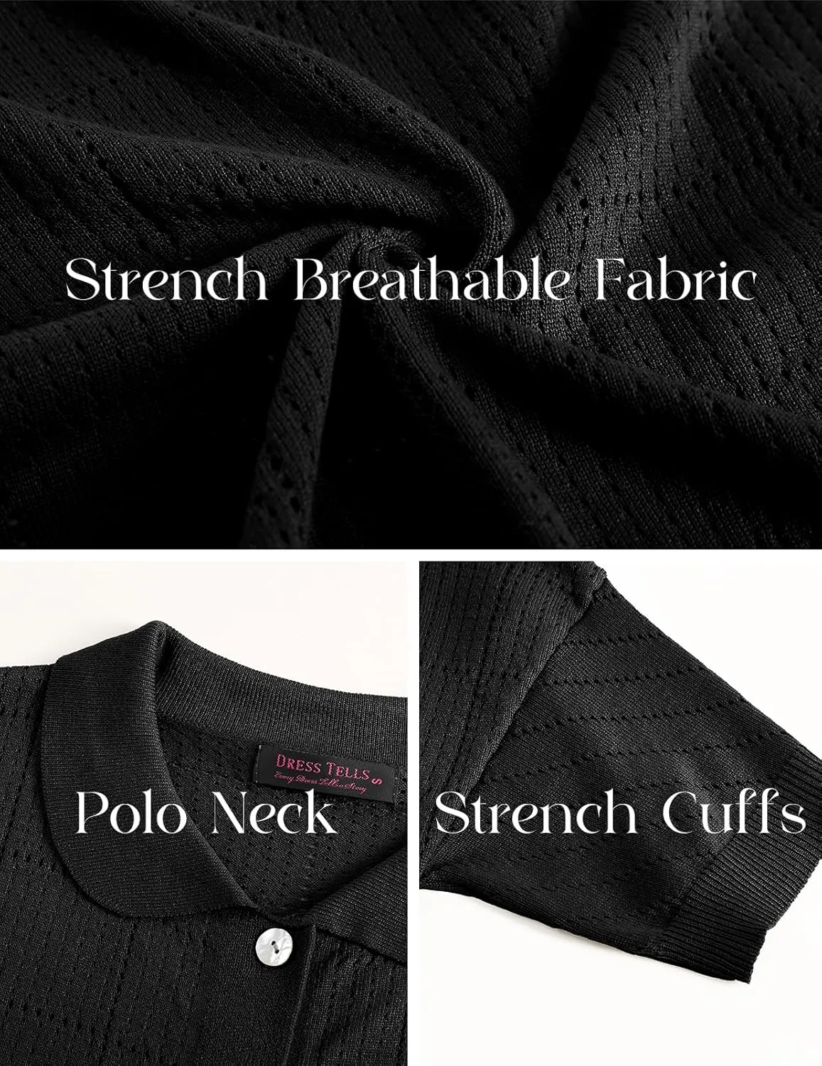 DRESSTELLS Women's Summer Cardigans 2025 Spring Tops Knit Short Sleeve Blouse Business Casual Tops 2025