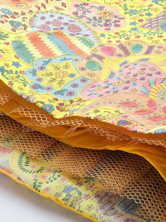 Embroidered Thread Work Unstitched Lehenga & Blouse With Dupatta