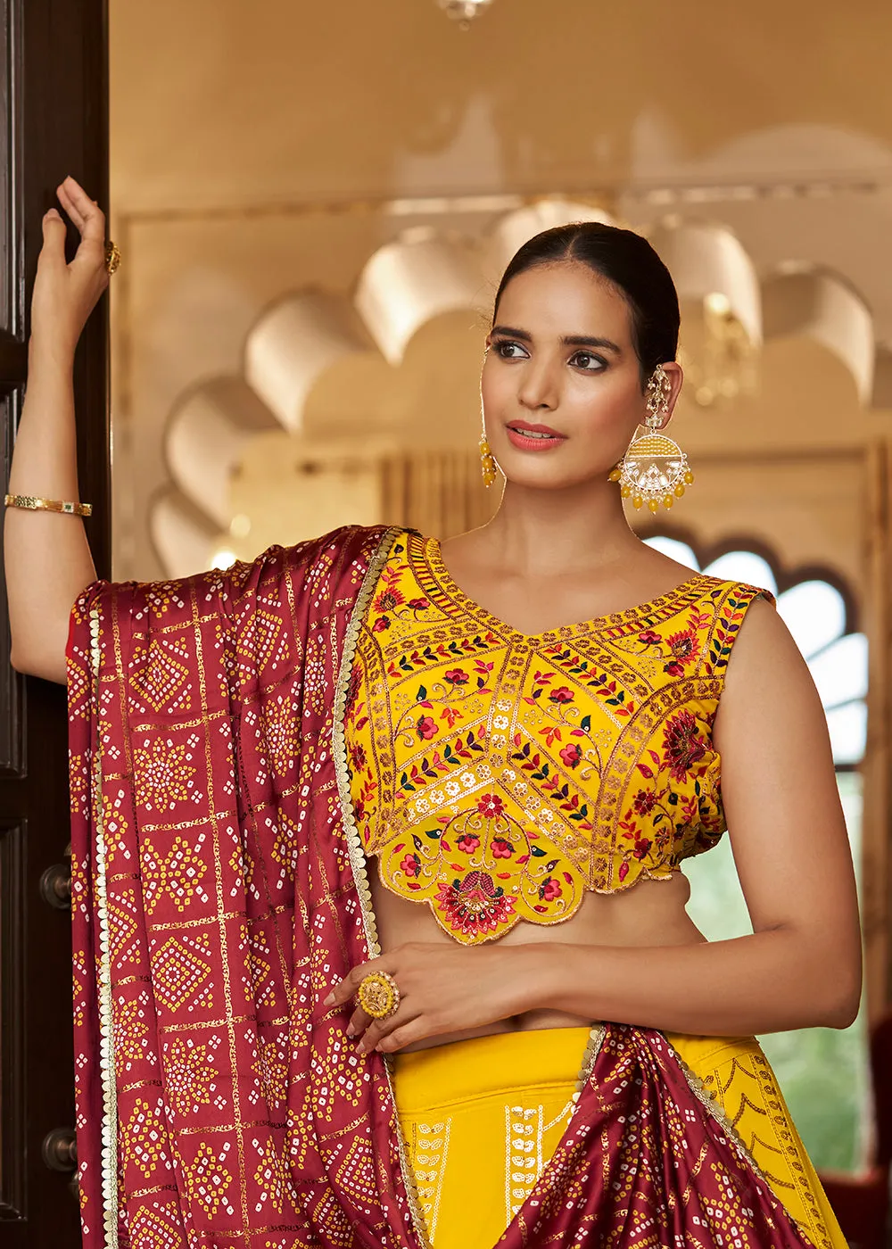 Enchanting Sequins Lovely Yellow Wedding Lehenga Choli