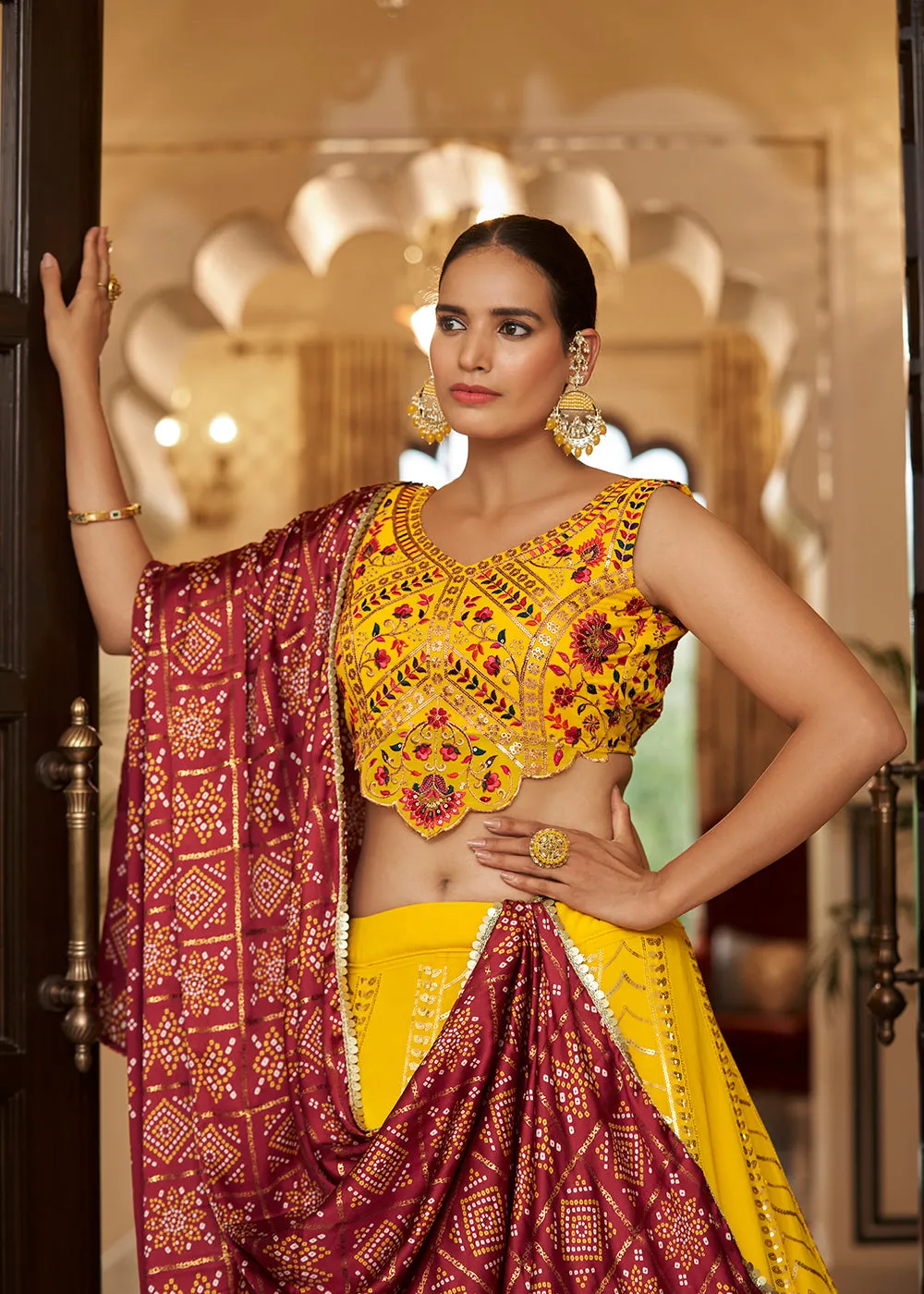 Enchanting Sequins Lovely Yellow Wedding Lehenga Choli