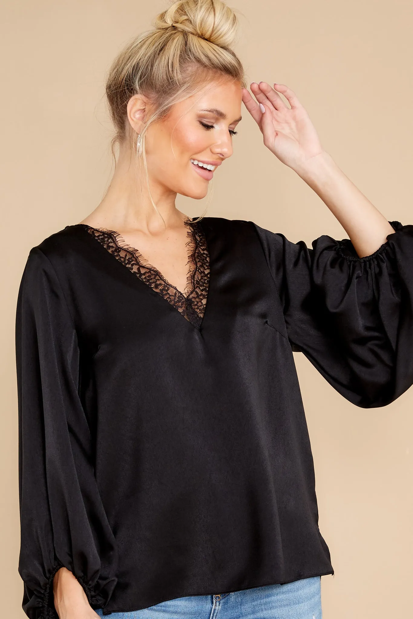 Endlessly Devoted Black Lace Top