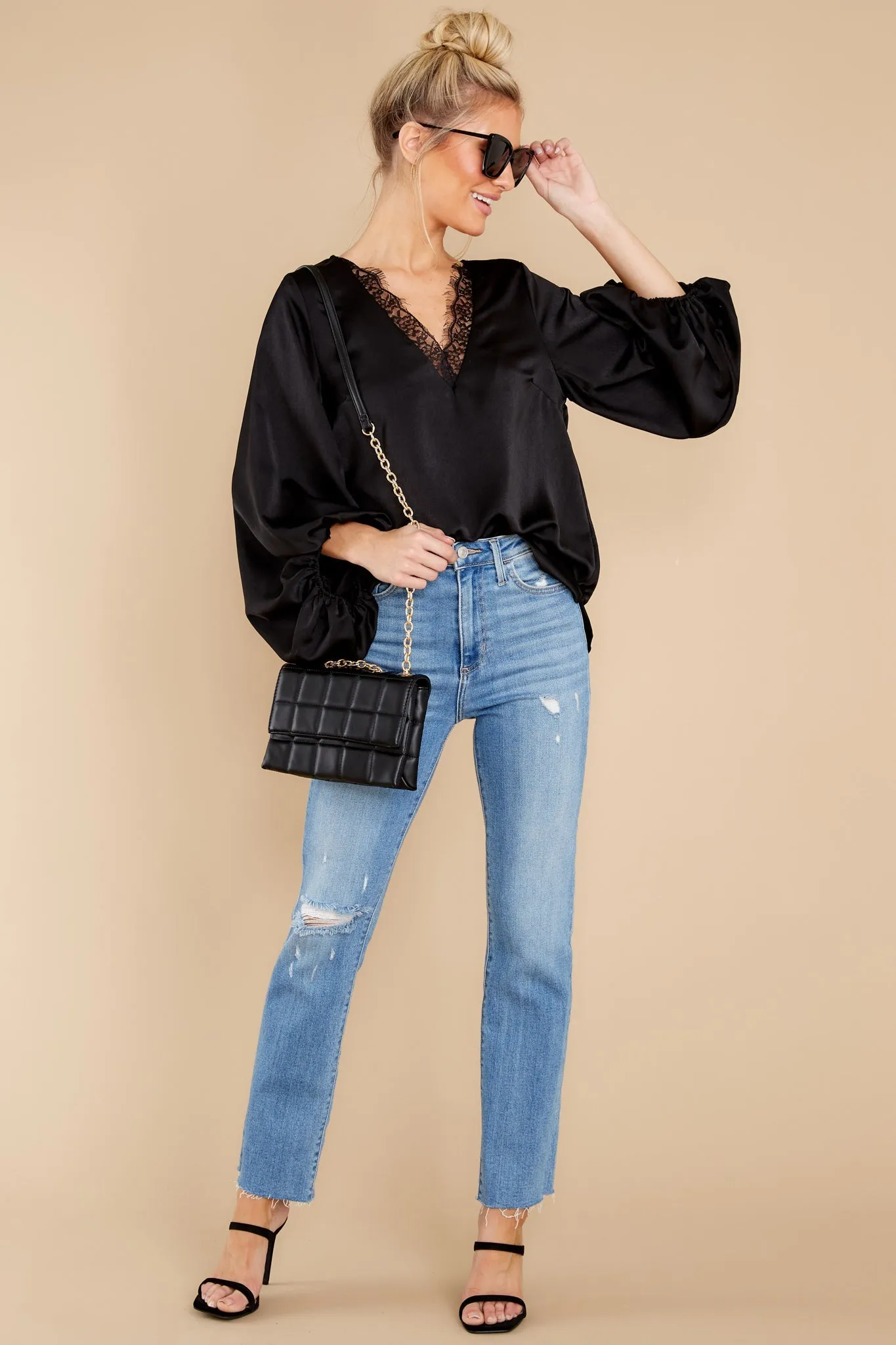 Endlessly Devoted Black Lace Top
