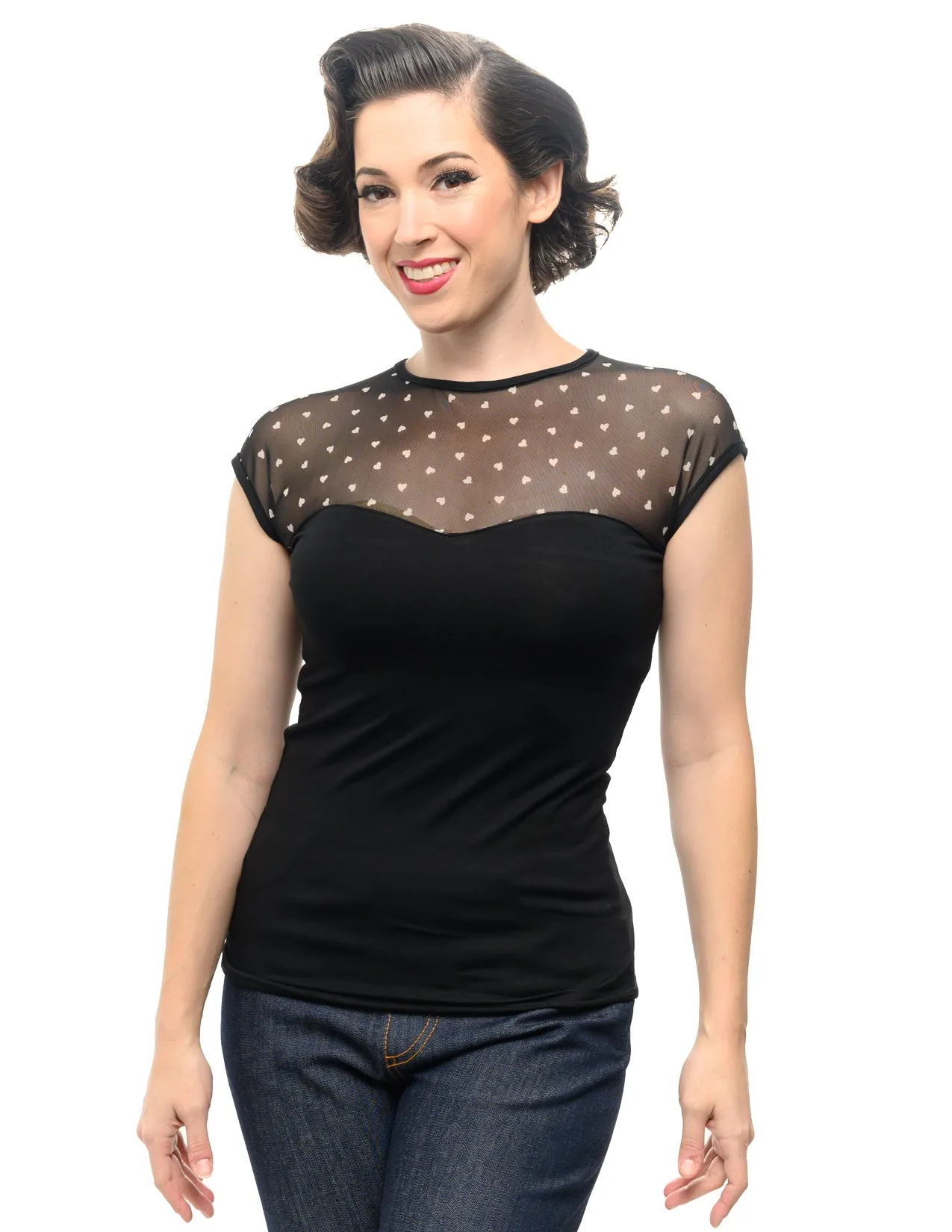 Fancy Hearts Top in Black