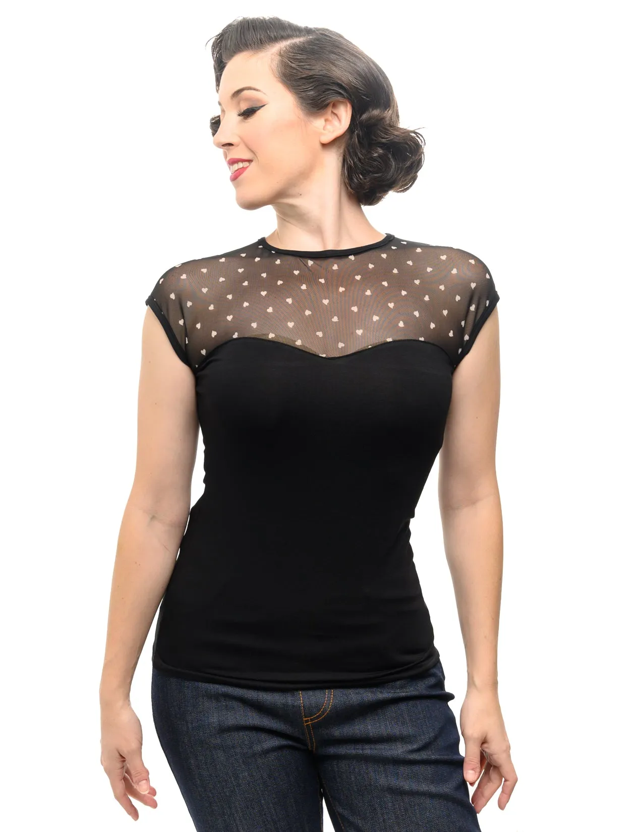 Fancy Hearts Top in Black