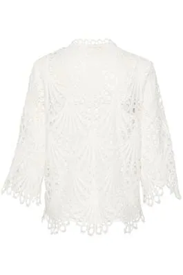 FEMININE WHITE LACE LINED SHIRT