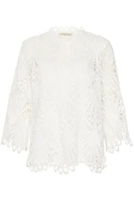 FEMININE WHITE LACE LINED SHIRT