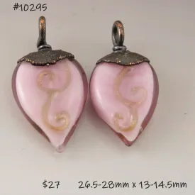 Flat Pink Daggers with Sparkling Goldstone Scrollwork with Copper Electroforming