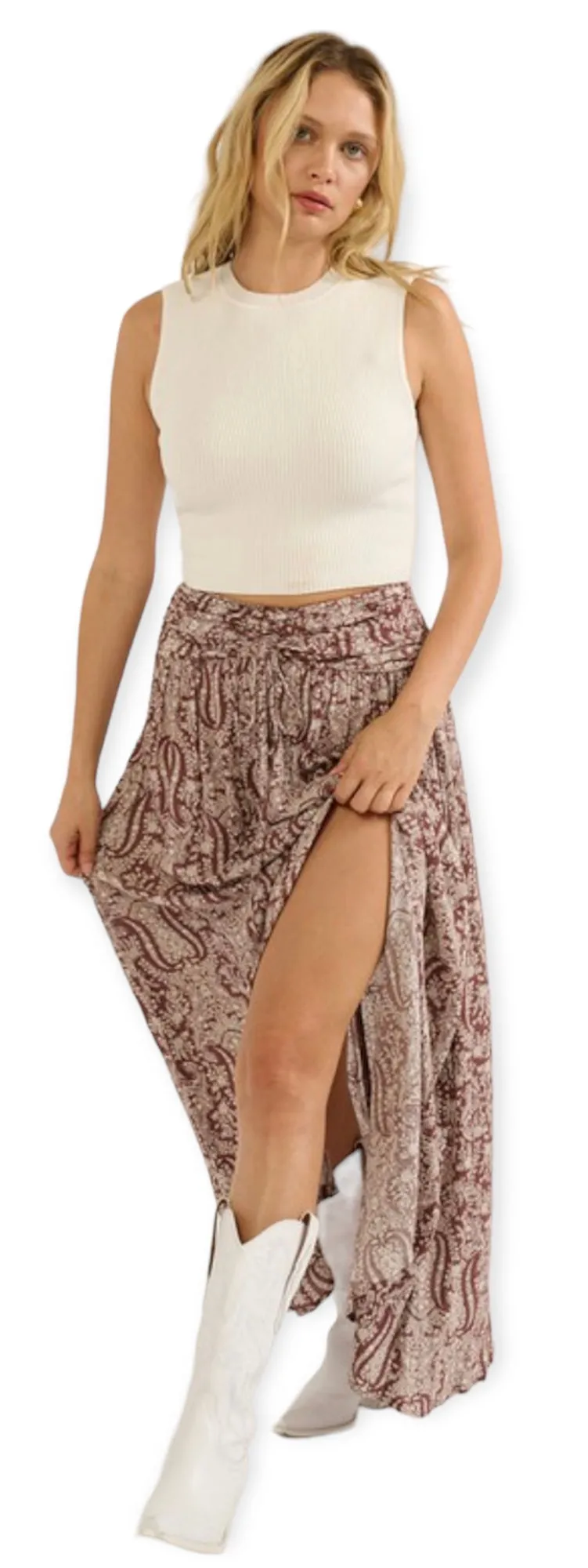 Floral Print  Woven Maxi Skirt