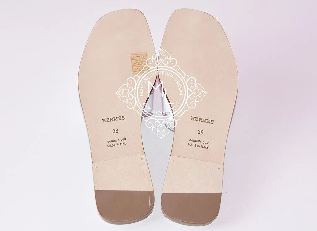 Hermes Womens White Oran Sandal Slipper 38 Shoes