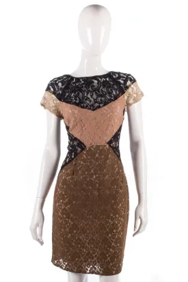 Hoss iItroqia lace black cream and brown dress size 14