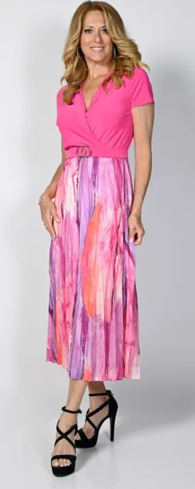 HOT PINK PLEATED DRESS