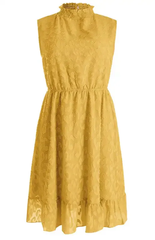 Ladies Spring Summer Fashion Chiffon Lace Jacquard Dress