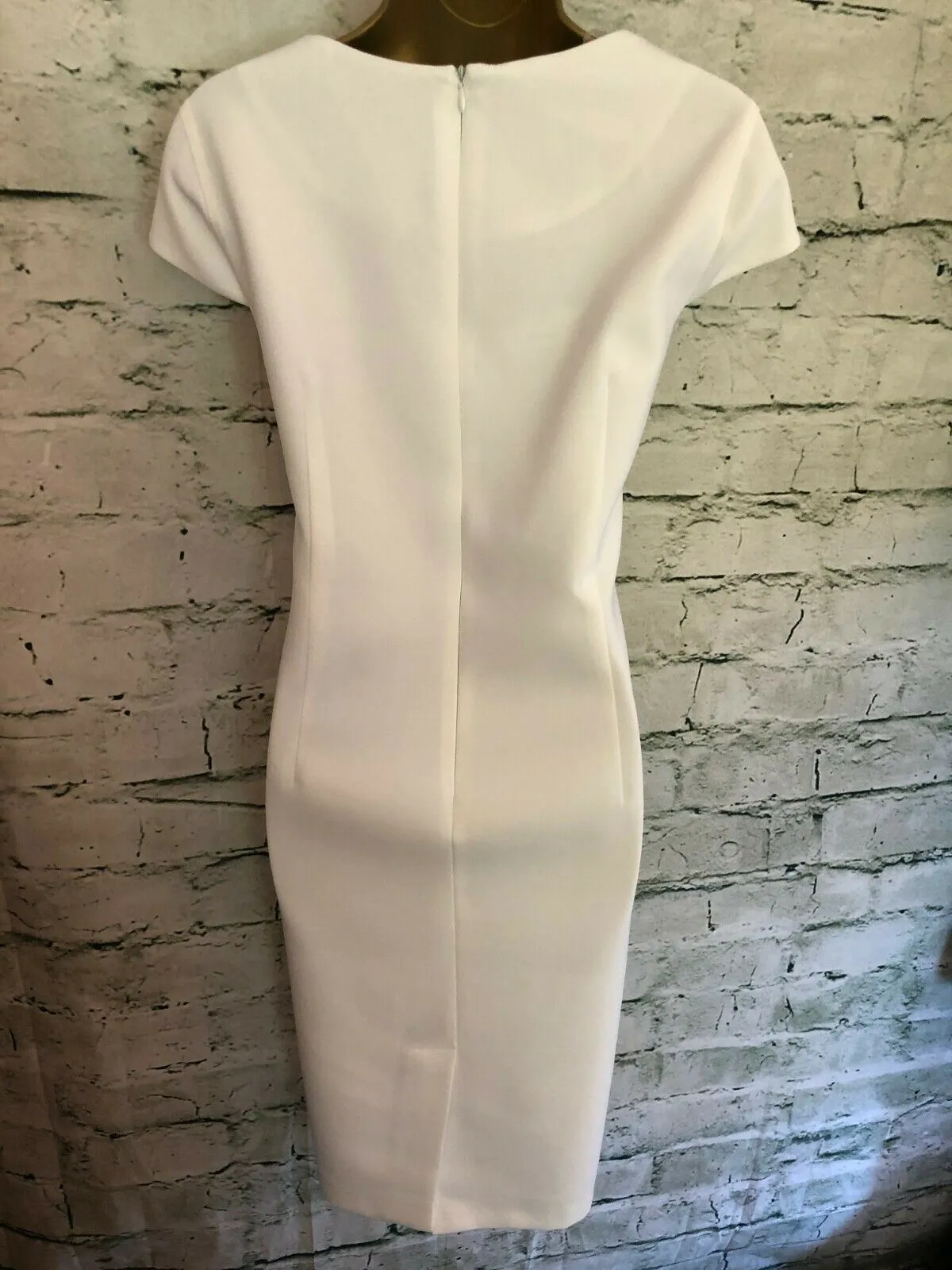 Lizabella White Pencil Dress With Floral Chiffon Overlay UK 14 US 10 EU 42 BNWT