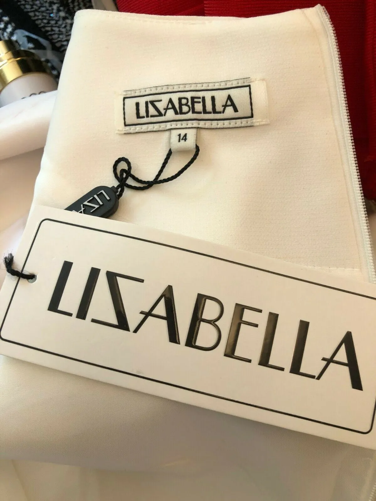 Lizabella White Pencil Dress With Floral Chiffon Overlay UK 14 US 10 EU 42 BNWT