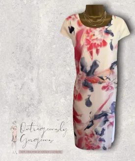 Lizabella White Pencil Dress With Floral Chiffon Overlay UK 14 US 10 EU 42 BNWT