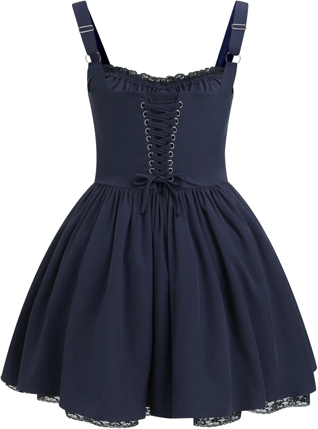 OBEEII Womens Corset Mini Dress Sexy Sleeveless Backless Low Cut Lace Short Dress Ruffle Summer Sundress