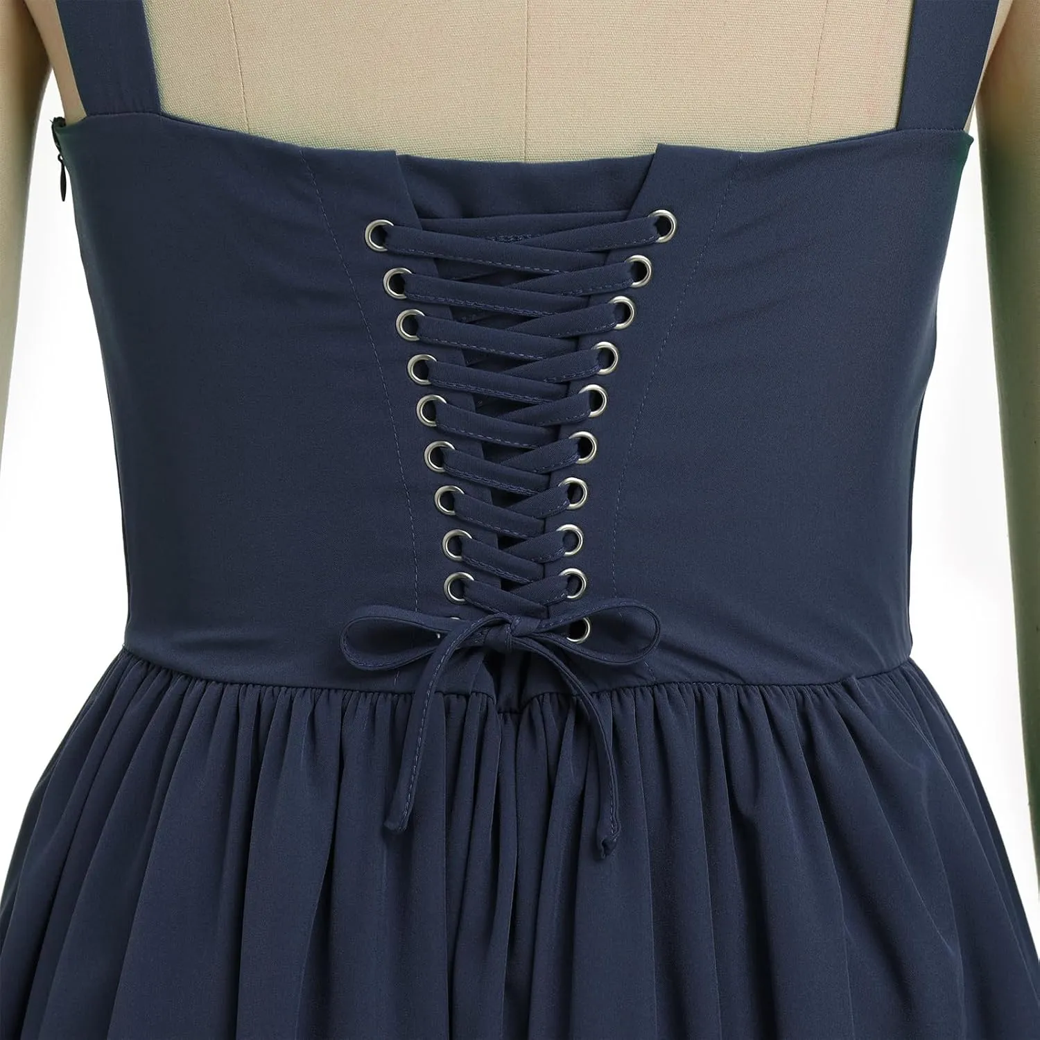 OBEEII Womens Corset Mini Dress Sexy Sleeveless Backless Low Cut Lace Short Dress Ruffle Summer Sundress