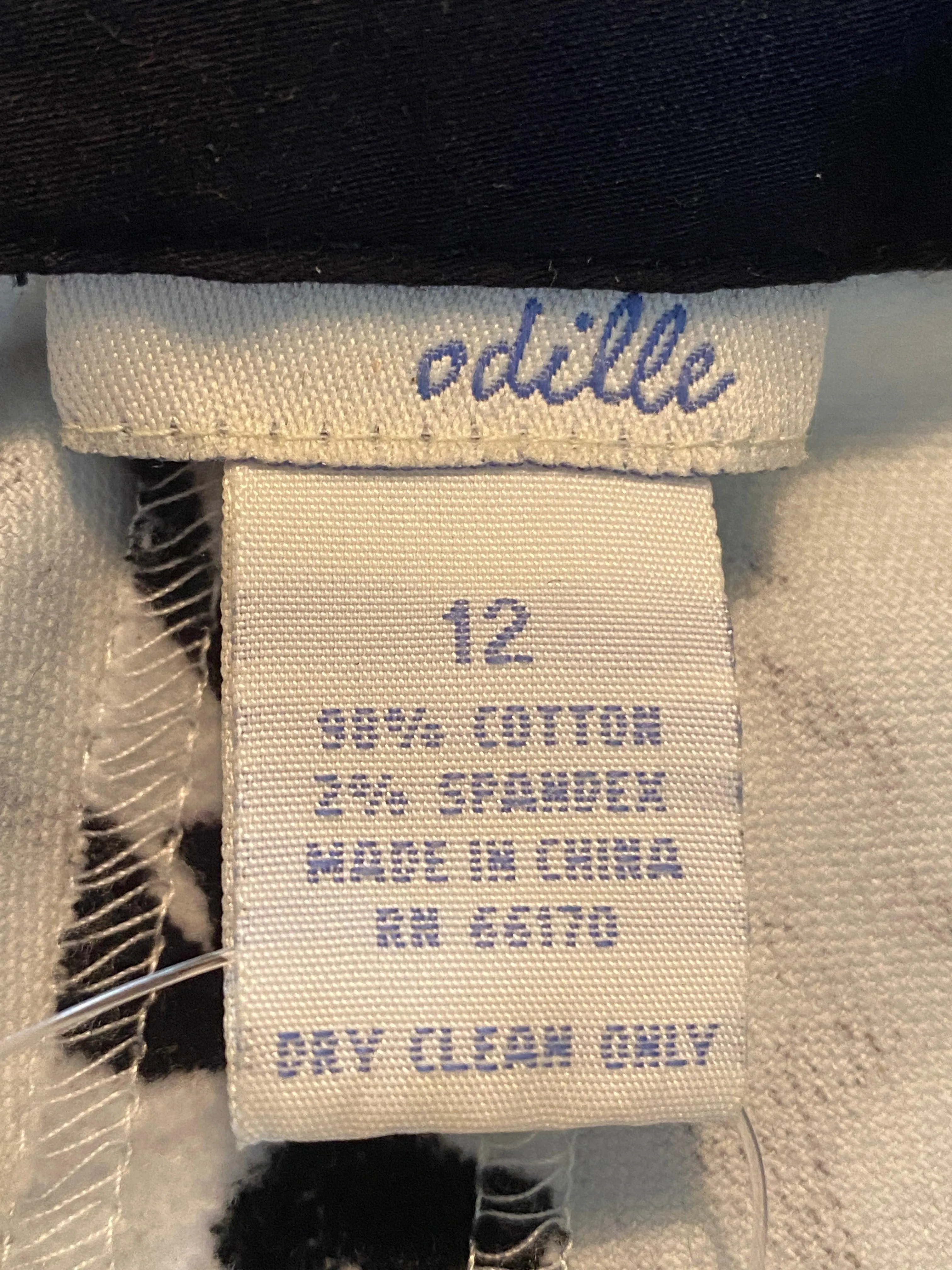 Odille Black & White Floral Pattern Cotton Cord Skirt UK Size 16