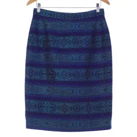Paul Vasseur Brocade Style Skirt Blue Floral UK SIze 12