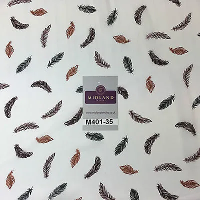 Pearl White feather printed light chiffon goergette Fabric 58" M401-35 Mtex