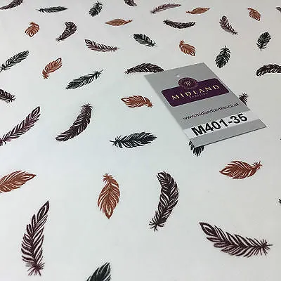 Pearl White feather printed light chiffon goergette Fabric 58" M401-35 Mtex