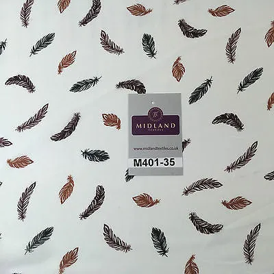 Pearl White feather printed light chiffon goergette Fabric 58" M401-35 Mtex