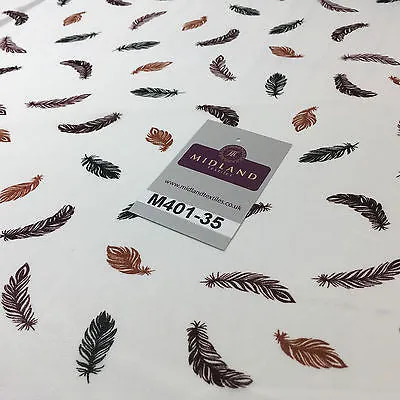 Pearl White feather printed light chiffon goergette Fabric 58" M401-35 Mtex
