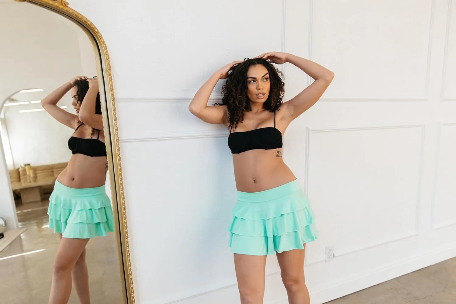 Pin Up Doll Womens Pleated Mini Skirt, Low Rise Micro Style Skirts, Ruffled Dance Skirt, Available in Plaid & Solid Colors