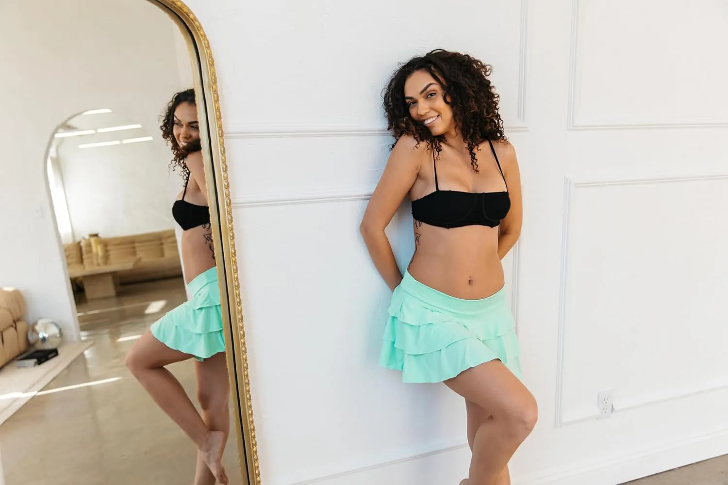 Pin Up Doll Womens Pleated Mini Skirt, Low Rise Micro Style Skirts, Ruffled Dance Skirt, Available in Plaid & Solid Colors