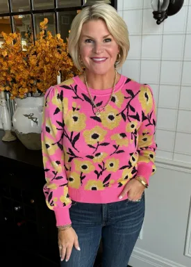 Pink Floral Sweater