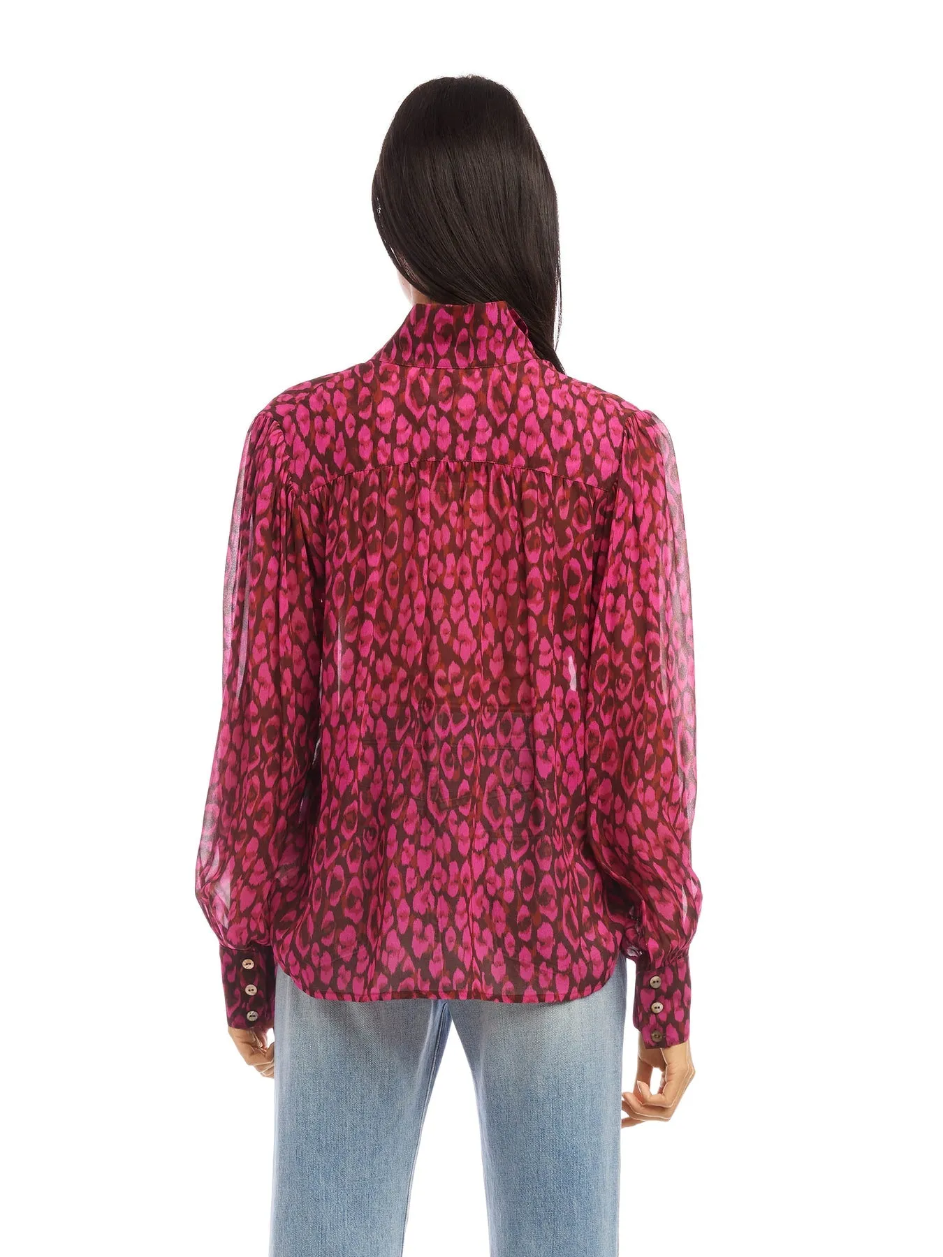 Pink Leopard Button Up Blouse