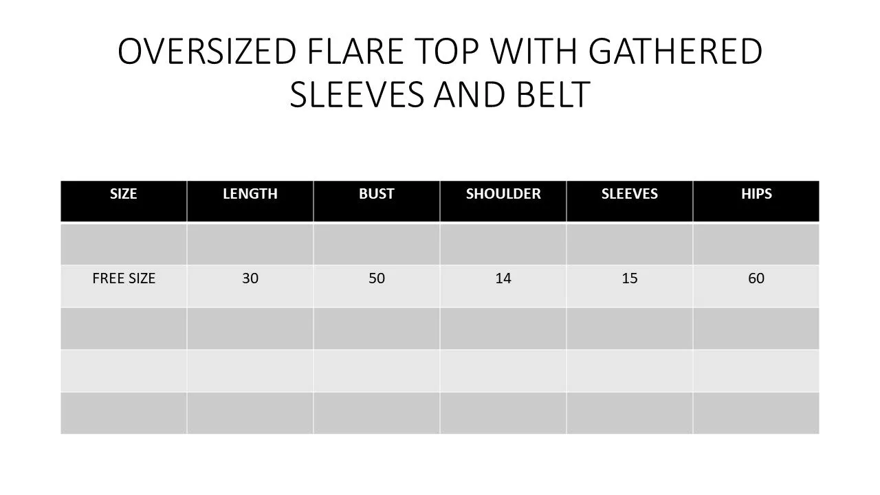 Pre- order WHITE COTTON - OVERSIZED FLARE TOP WITH GATHERED SLEEVE AND BELT - WHITE