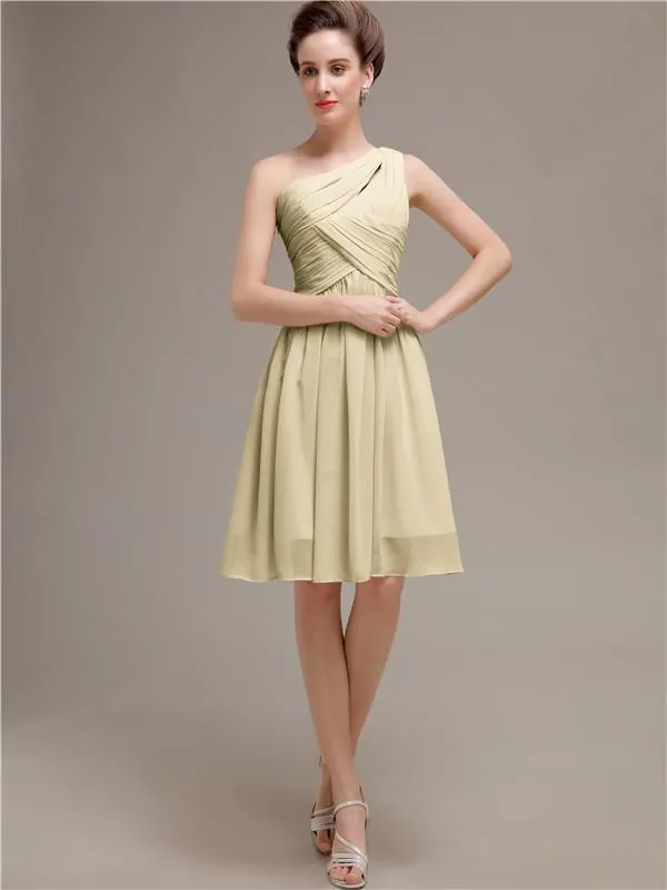Pretty One-shoulder A-line Knee-Length Bridesmaid Dresses