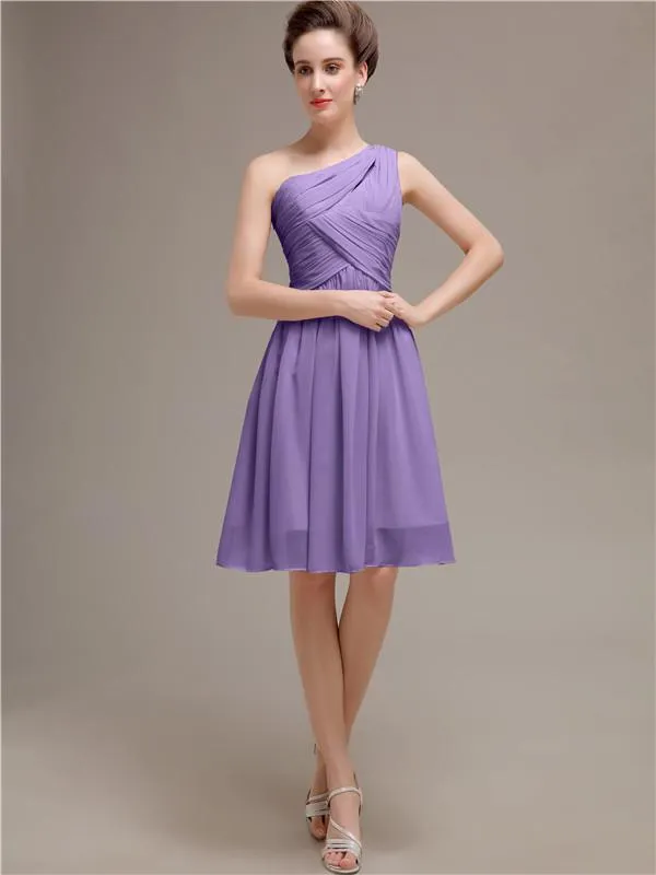 Pretty One-shoulder A-line Knee-Length Bridesmaid Dresses