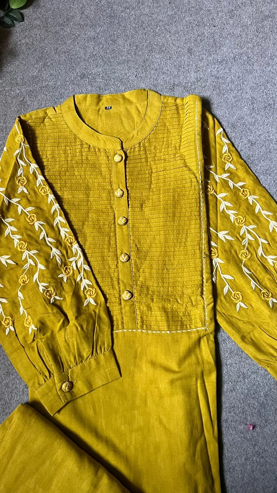 Rayon yellow embroidery 2 piece kurti suit