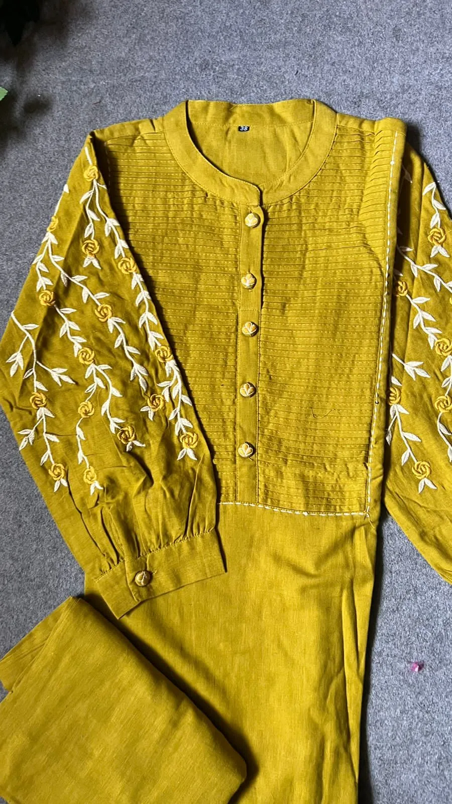 Rayon yellow embroidery 2 piece kurti suit