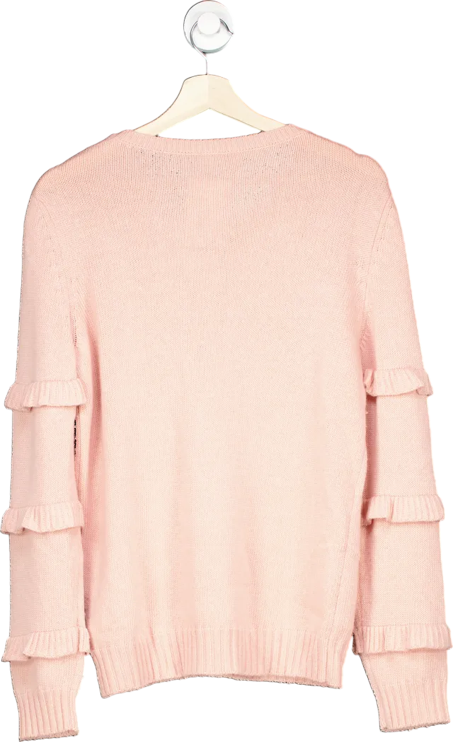 RED VALENTINO Pink Ruffled Long Sleeve Sweater XL