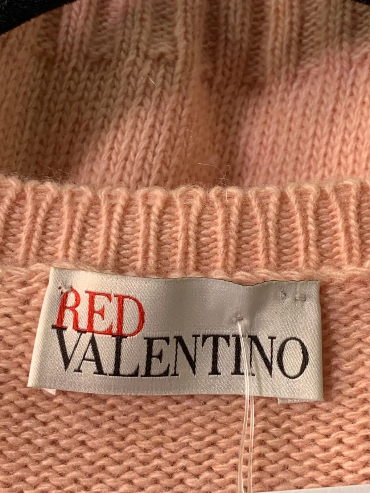 RED VALENTINO Pink Ruffled Long Sleeve Sweater XL