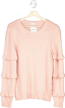 RED VALENTINO Pink Ruffled Long Sleeve Sweater XL