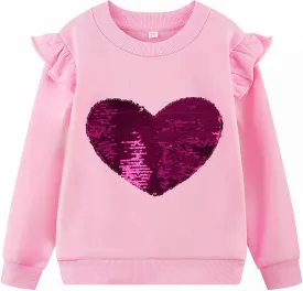 RETSUGO Toddler Baby Girls Sweatshirts Casual Pullover Crewneck Winter Long Sleeve Tops Shirts Clothes 3T-8T