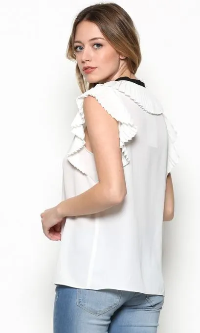 Ruffle Tie Neck Top