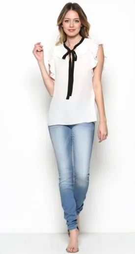 Ruffle Tie Neck Top