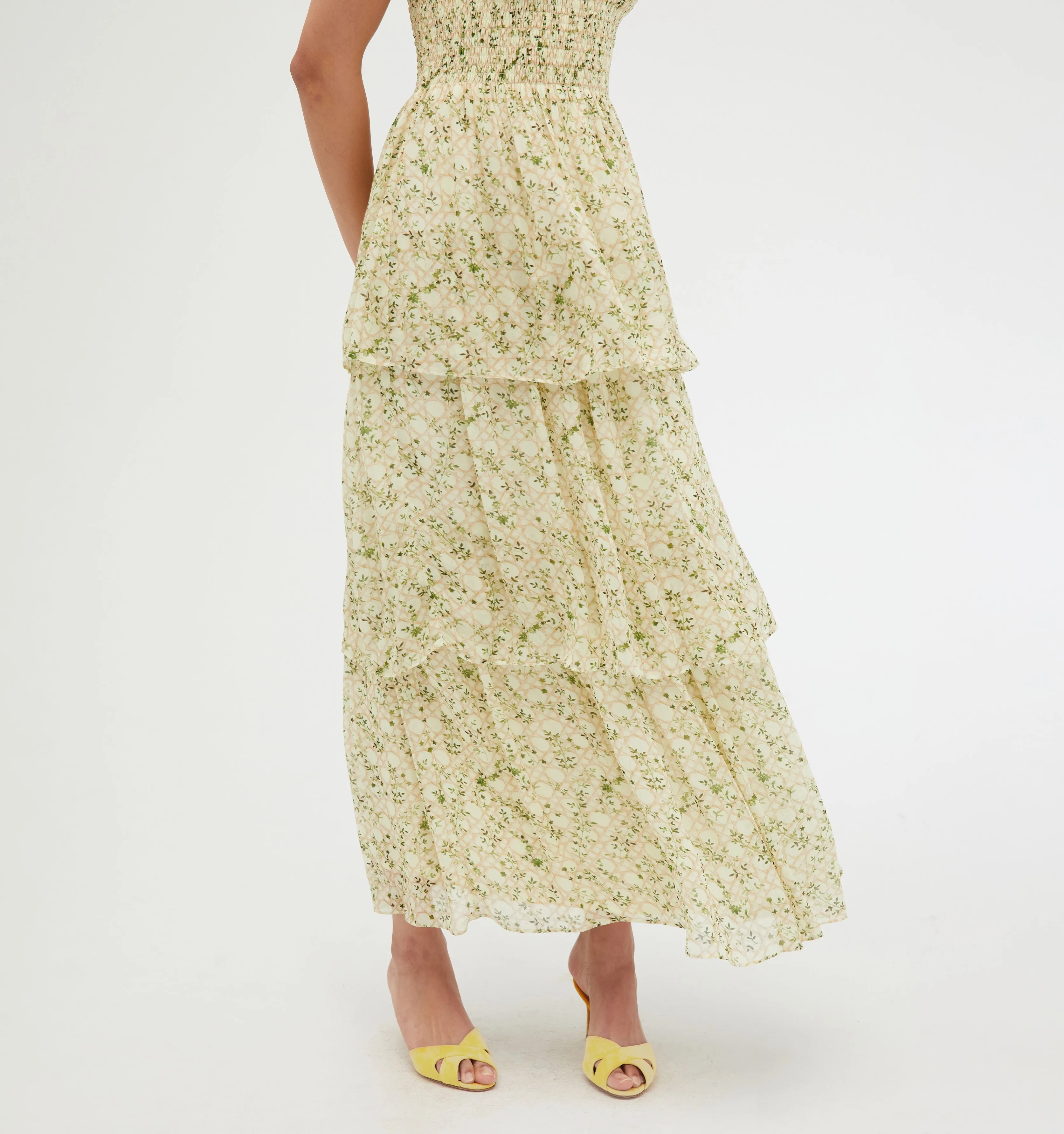 The Elise Nap Dress - Yellow Basketweave Vine