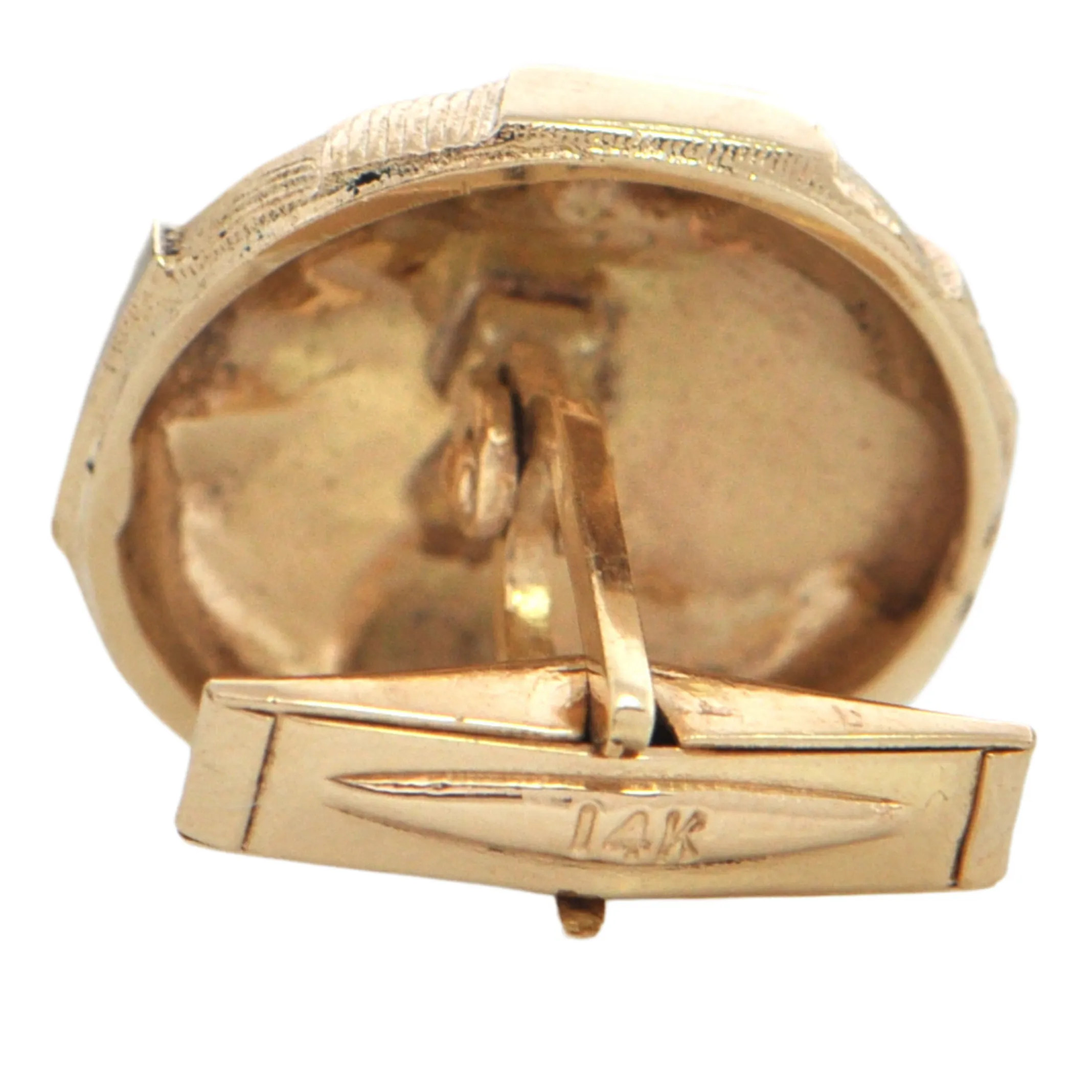 Vintage 14k Gold Basket Weave Round Cufflinks