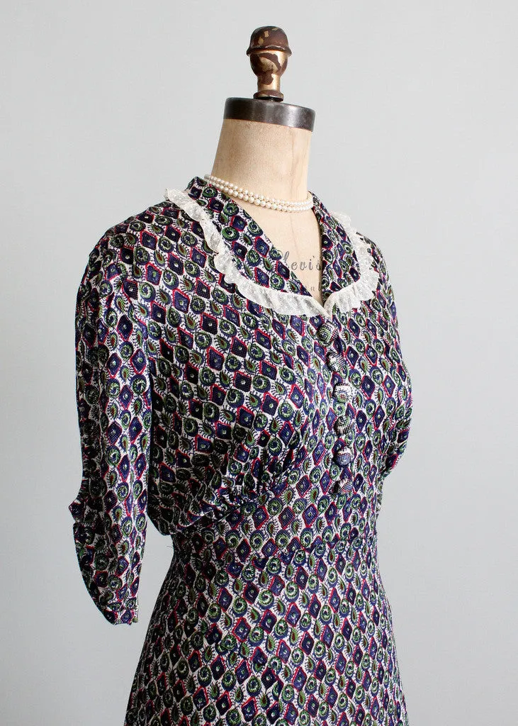 Vintage 1930s Primary Colors Day Dress
