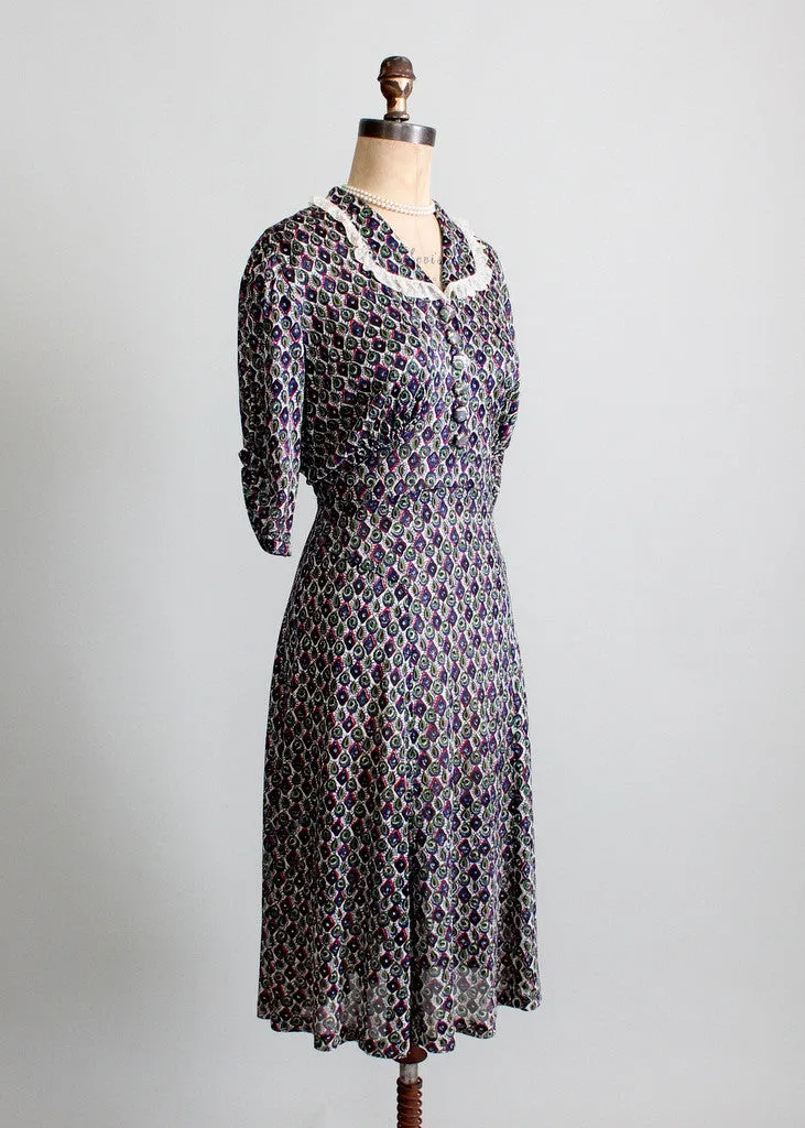 Vintage 1930s Primary Colors Day Dress